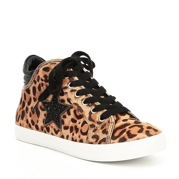 Steve Madden | Shoes | Steve Madden Leopard Print Lace Up Sneakers ...